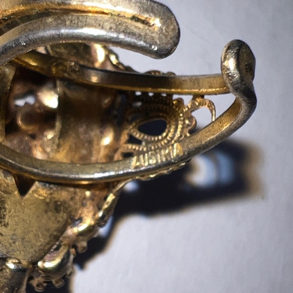 Vintage signed Austria dinner ring cobalt and Capri blue rhinestones adjustable - Picture 4 of 5